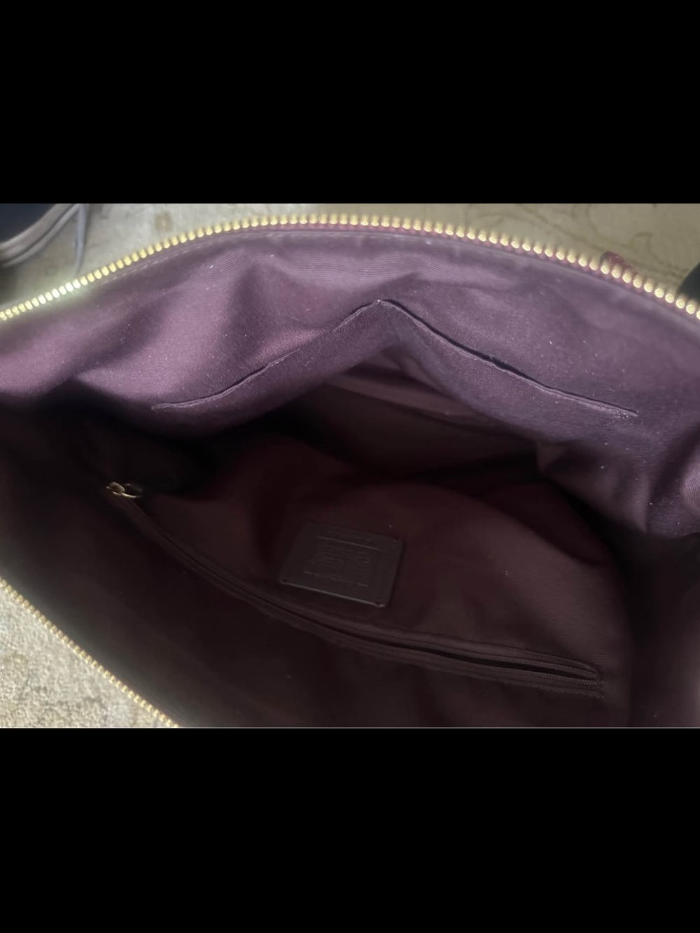 Coach Burgundy Saffiano Leather Tote with Gold Hardware - Picture 5 of 6